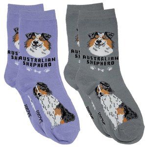 Australian Shepherd Aussie Hunting Dog Puppy Rescue 2 Pairs Women's Foozys Socks